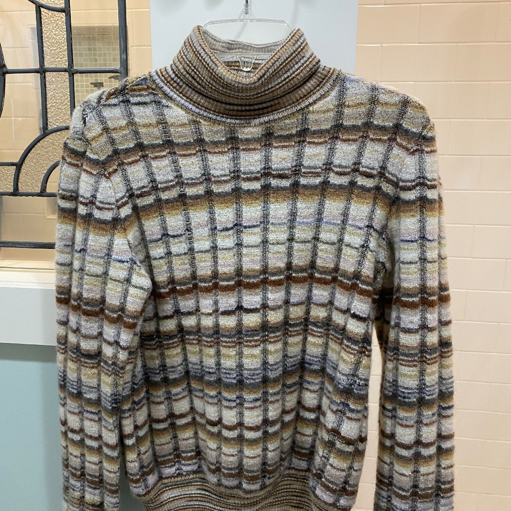 Vintage Missoni Striped Long Sleeve Turtleneck Sweater-browns/grays/tan -size S